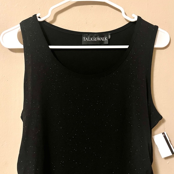 🍭 3/$30 black sleeveless glitter glam tank top with ruched sides - Picture 6 of 15